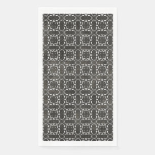 Silver Gray and Black Metallic Filigree Muster Serviette
