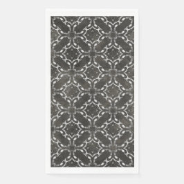 Silver Gray and Black Metallic Filigree Muster Serviette