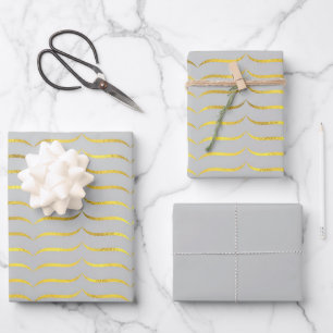 Silver Gray and Gold Geschenkpapier Set