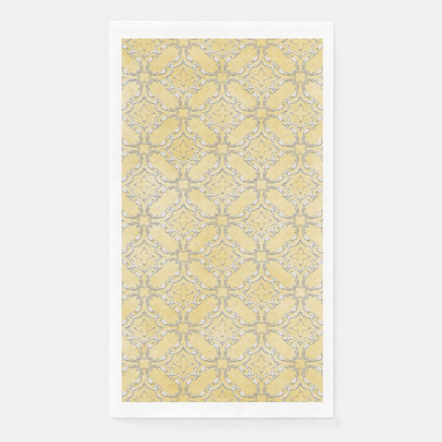 Silver Gray and Yellow Metallic Flechtmuster Serviette (Vorderseite)