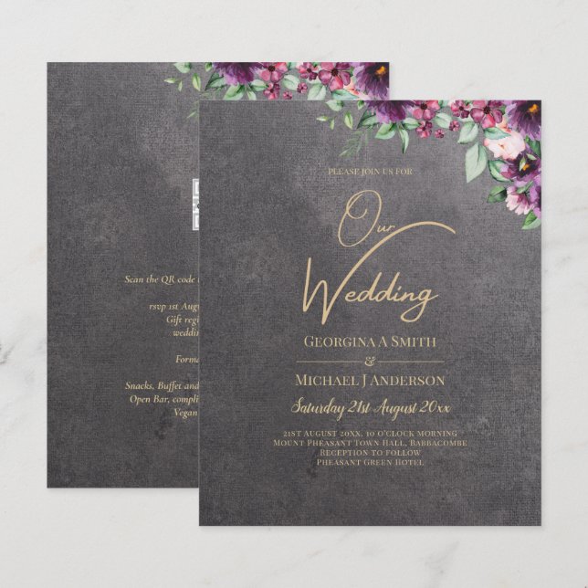 Silver Gray Berry Floral Wedding Winter Fall (Vorne/Hinten)