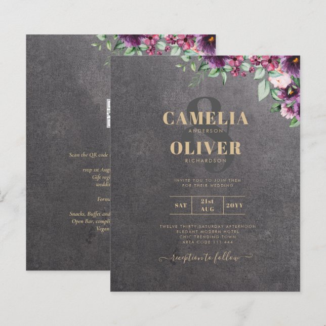 Silver Gray Berry Floral Wedding Winter Fall (Vorne/Hinten)