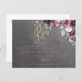 Silver Gray Berry Floral Wedding Winter Fall Postkarte