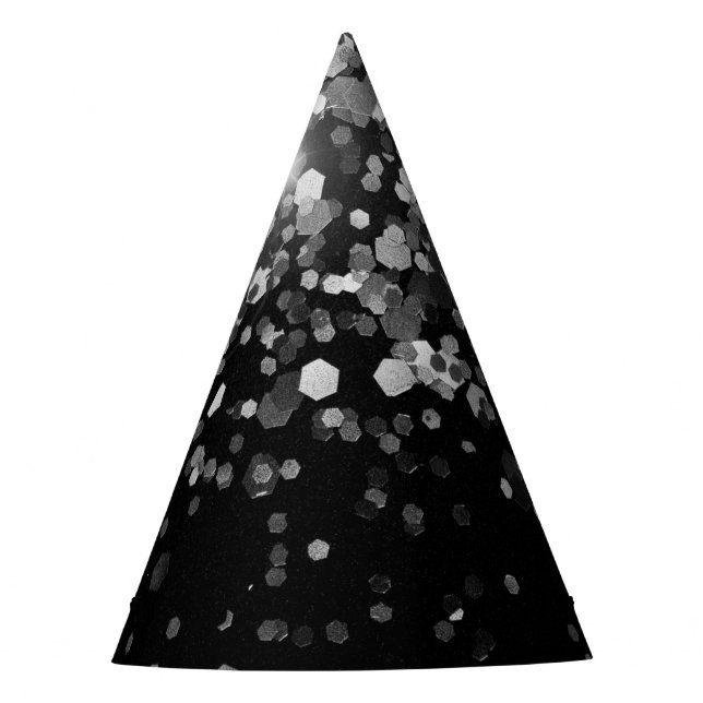 Silver Gray Black Glitzer #3 (Imitats Glitzer) Partyhütchen (Vorderseite)