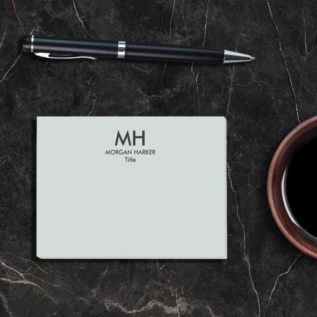 Silver Gray Black Minimal Clean Initials Post-it Klebezettel (Von Creator hochgeladen)
