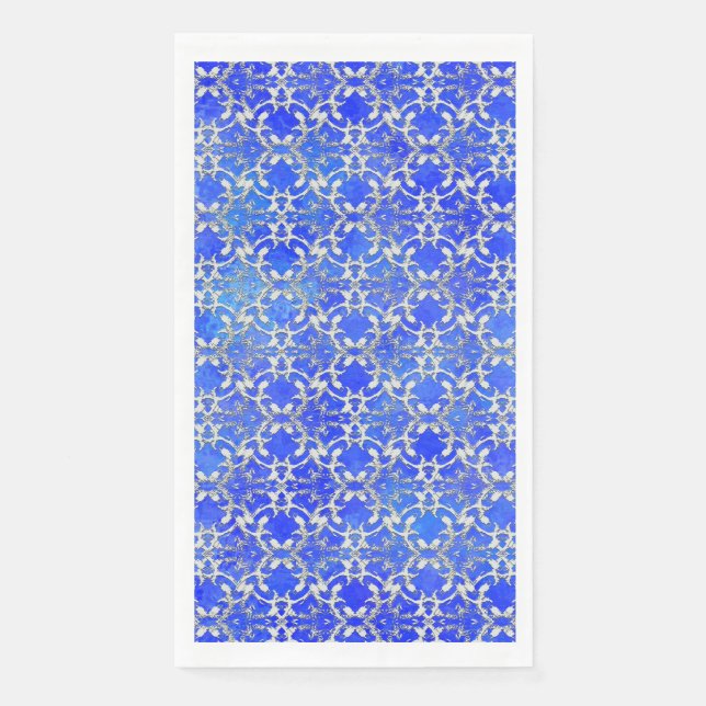 Silver Gray Blue Dancing Scrolls Muster Serviette (Vorderseite)