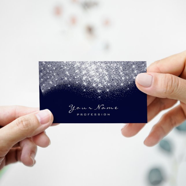 Silver Gray Blue Navy Glitzer Makeup Artist Lashes Visitenkarte (Von Creator hochgeladen)