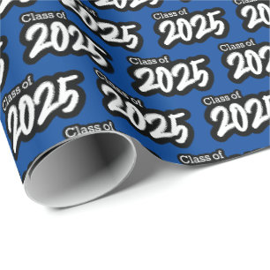 Silver Gray Bold Brush Class of 2025 Geschenkpapier