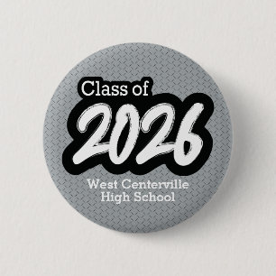 Silver Gray Bold Brush Class of 2026 Button
