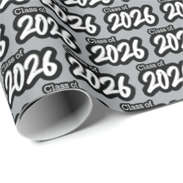 Silver Gray Bold Brush Class of 2026 Geschenkpapier