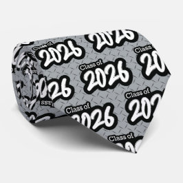 Silver Gray Bold Brush Class of 2026 Neck Tie Krawatte