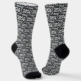 Silver Gray Bold Brush Class of 2026 Socks Socken