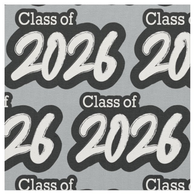 Silver Gray Bold Brush Class of 2026 Stoff (Nahaufnahme)