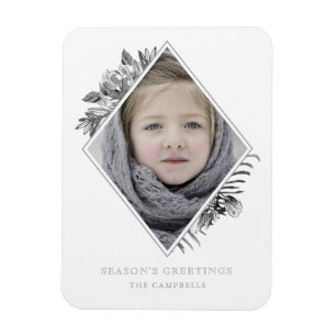 Silver Gray Botanische Elegante Magnet