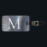 Silver Gray Brushed Metal Script Monogram Niedlich Gepäckanhänger<br><div class="desc">Luxuriöse Silber Graue Pinsel Metal Script Monogram Niedlich Bag Tag</div>