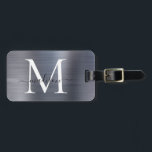 Silver Gray Brushed Metal Script Monogram Niedlich Gepäckanhänger<br><div class="desc">Luxuriöse Silber Graue Pinsel Metal Script Monogram Niedlich Bag Tag</div>