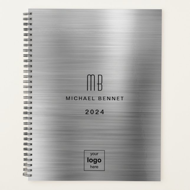 Silver Gray Business Logo 2024 Planer (Vorderseite)