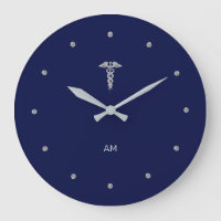 Silver Gray Caduceus auf der Blue Round Clock