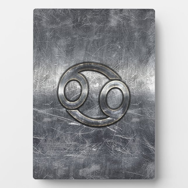 Silver Gray Cancer Zodiac Sign in Distressed Style Fotoplatte (Vorderseite)
