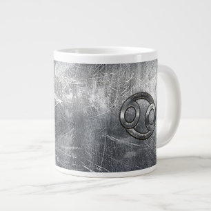Silver Gray Cancer Zodiac Sign in Distressed Style Jumbo-Tasse