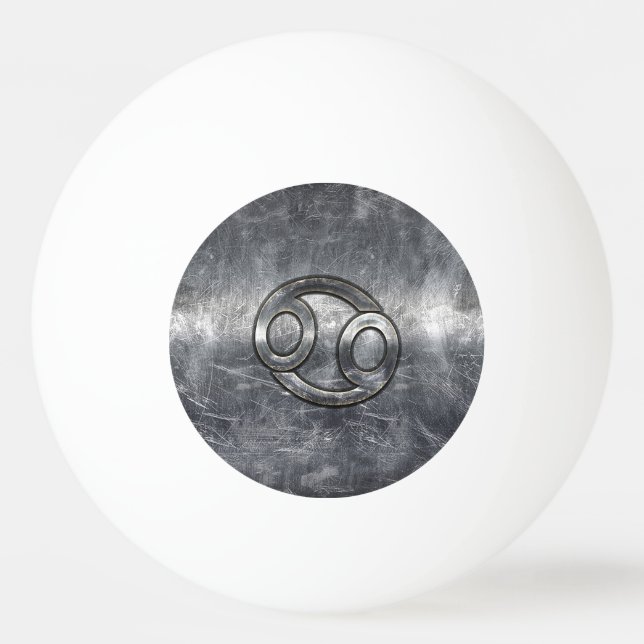Silver Gray Cancer Zodiac Sign in Distressed Style Tischtennisball (Vorderseite)