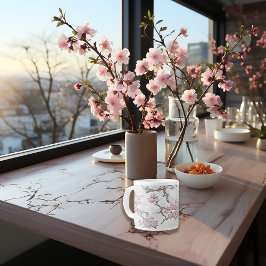 Silver Gray Cherry Blossom Elegance Jumbo-Tasse