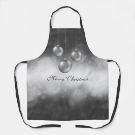 Silver Gray Christmas Baubles on Gray Bokeh Schürze