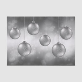 Silver Gray Christmas Baubles on Gray Bokeh Seidenpapier