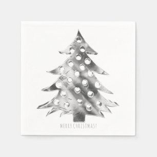 Silver Gray Christmas Tree Elegante Moderne Serviette