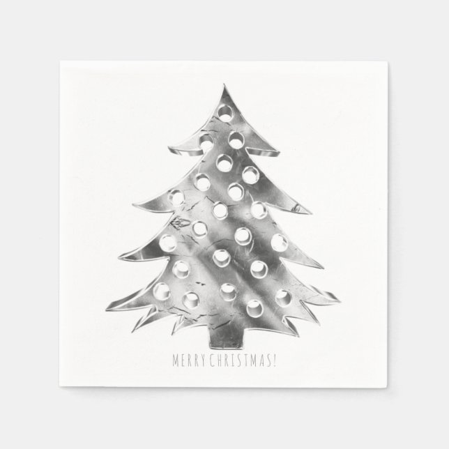 Silver Gray Christmas Tree Elegante Moderne Serviette (Vorderseite)