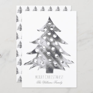 Silver Gray Christmas Tree Modernes Elegantes Einladung