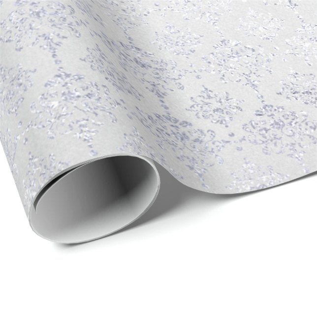 Silver Gray Damask Metallic Shiny Monochromatisch Geschenkpapier (Rolleneckpunkt)