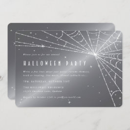 Silver-Gray Diamond Spider Web-Halloween-Party Einladung