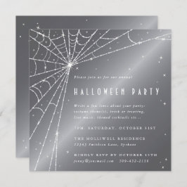 Silver-Gray Diamond Spider Web-Halloween-Party Einladung