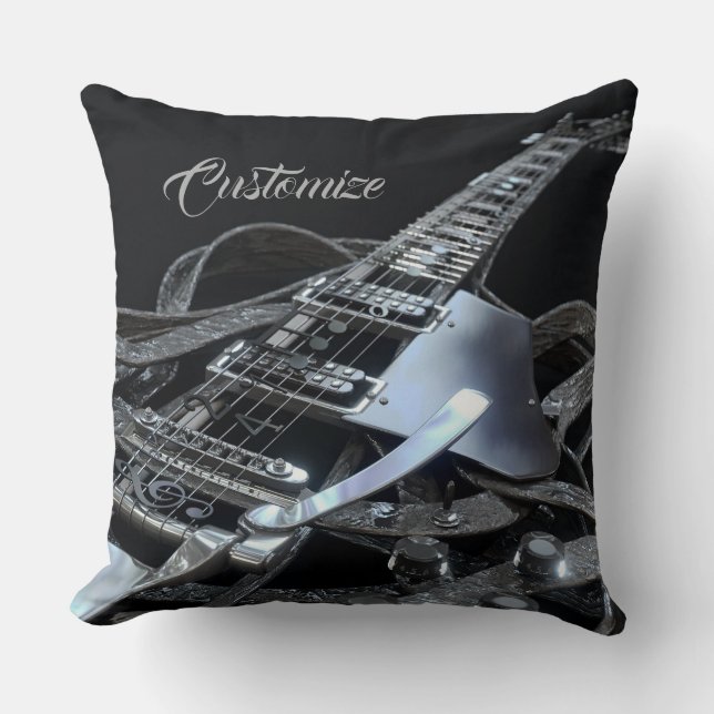 Silver Gray Electric Gitarre Kissen (Vorderseite)