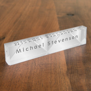 Silver Gray Elegante Modernes Minimalistisch Namensplakette
