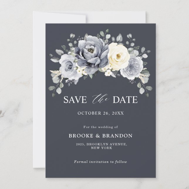 Silver Gray Elfenbein Winter Rustikale Hochzeit Sa Save The Date (Vorderseite)
