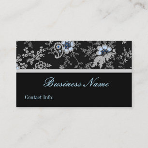 Silver Gray Floral Business Card Visitenkarte