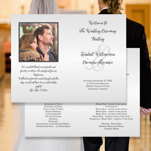 Silver Gray Foto Wedding Program geklappt (Von Creator hochgeladen)