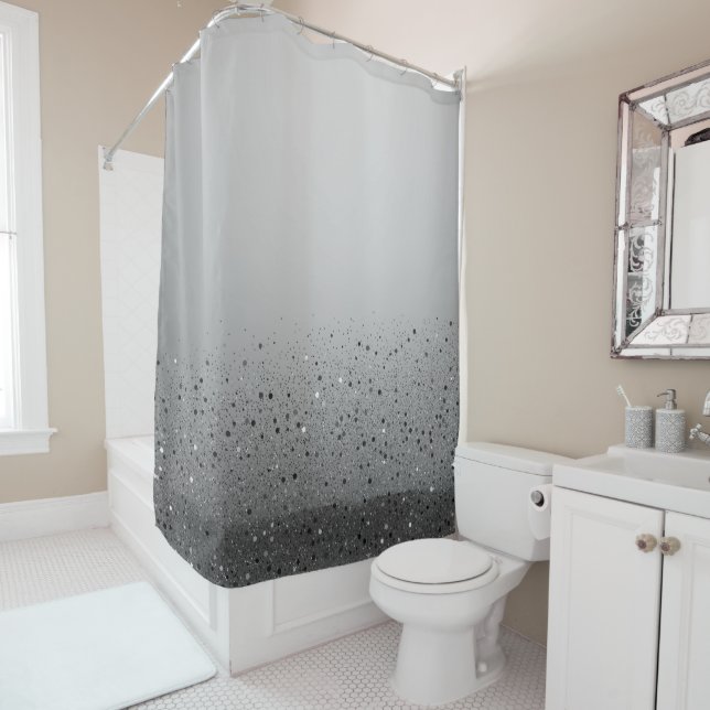 Silver Gray Funkelnd Sparkle Glitzer Duschvorhang (Beispiel)