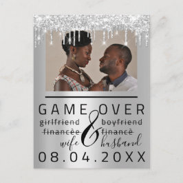 Silver Gray Funny Save the Date Couple Foto Postkarte