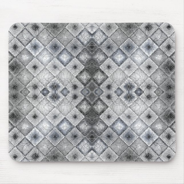 Silver & Gray Geometric Abstrakt Lattice Textur Mousepad (Vorne)