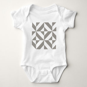 Silver Gray Geometric Deko Cube Pattern Baby Strampler