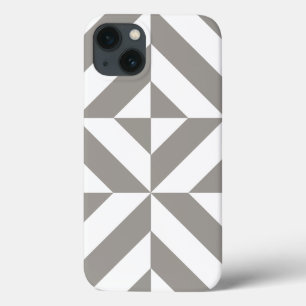 Silver Gray Geometric Deko Cube Pattern iPhone 13 Hülle