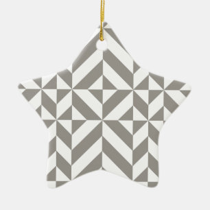 Silver Gray Geometric Deko Cube Pattern Keramikornament