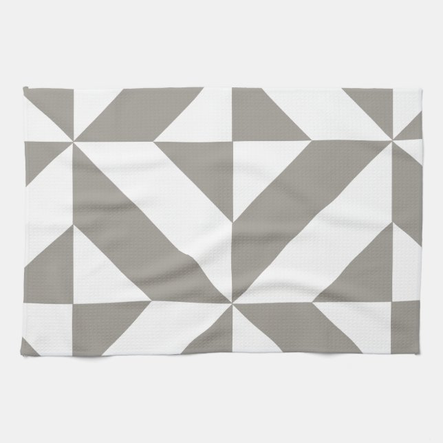 Silver Gray Geometric Deko Cube Pattern Küchentuch (Horizontal)