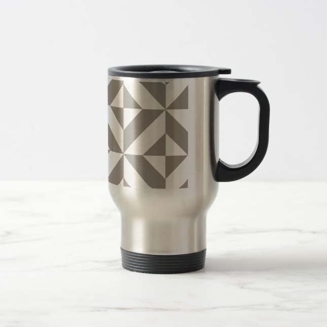 Silver Gray Geometric Deko Cube Pattern Reisebecher (Rechts)