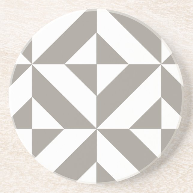 Silver Gray Geometric Deko Cube Pattern Sandstein Untersetzer (Vorne)