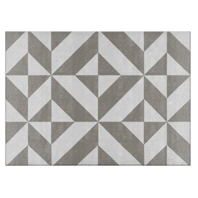 Silver Gray Geometric Deko Cube Pattern Schneidebrett (Vorderseite)