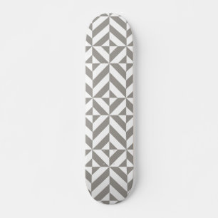 Silver Gray Geometric Deko Cube Pattern Skateboard